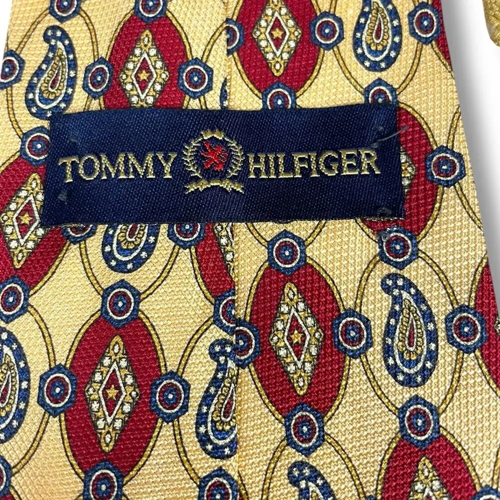 Vintage Tommy Hilfiger Yellow gold and blue set of 3 Patterned Ties
